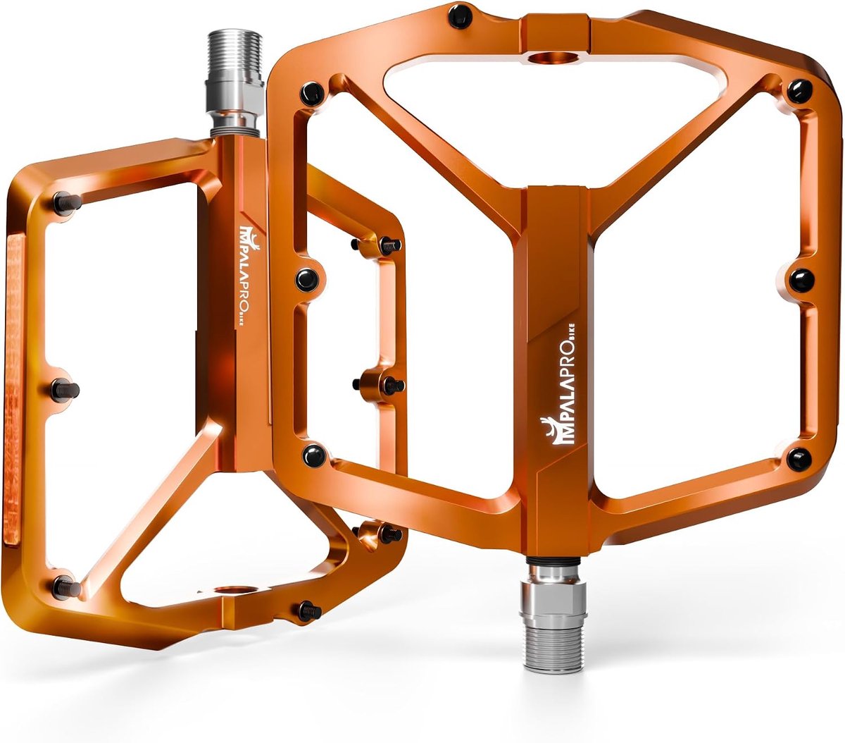 IMPALAPRO 9/16 Inch CNC Aluminium Bicycle Pedals with Wide Platform, Removable Non-Slip Nails and High Visibility - ShopVlot