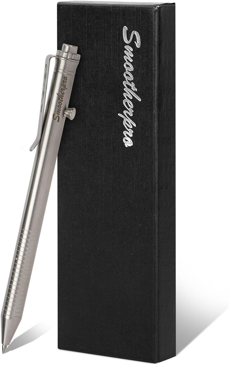 SMOOTHERPRO Ballpoint Pen, Stainless Steel, Bolt Action, Retractable Natural - ShopVlot