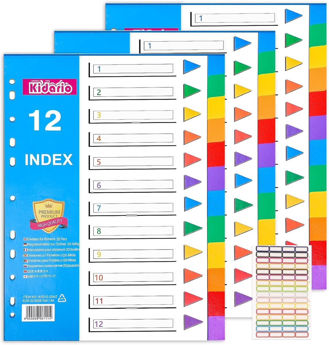 File Dividers A4, 3 Pack 12 Piece Folder Dividers Colored Plastic A4 Dividers with Sticky Notes for Lever Arch Folders - ShopVlot