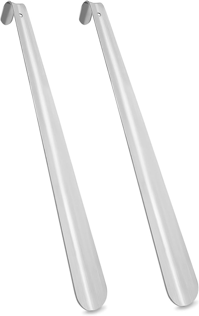 Xpieoyrm 2 Pack 30cm Stainless Steel Shoehorn with Hanging Holes, Long and Sturdy Shoehorn, Easy to Carry Metal - ShopVlot