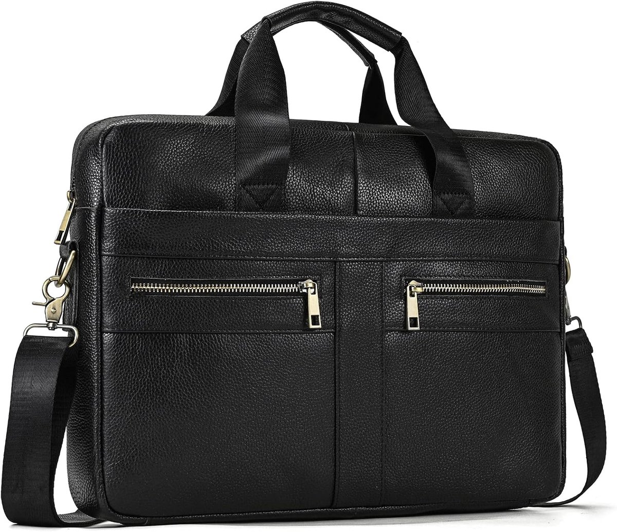 15.6 Inch Laptop Bag Men Leather Briefcase Shoulder Bag Handbag for Men Business Bag Notebook Bag Men Office Bag - ShopVlot