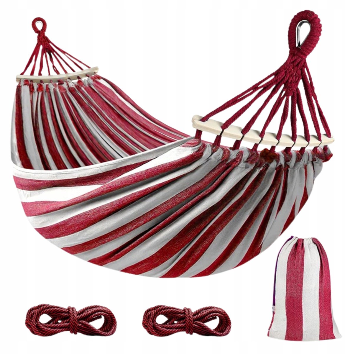 Dubbele Hangmat 220x150cm met Spreidstokken & Draagtas - Comfortabel relaxen