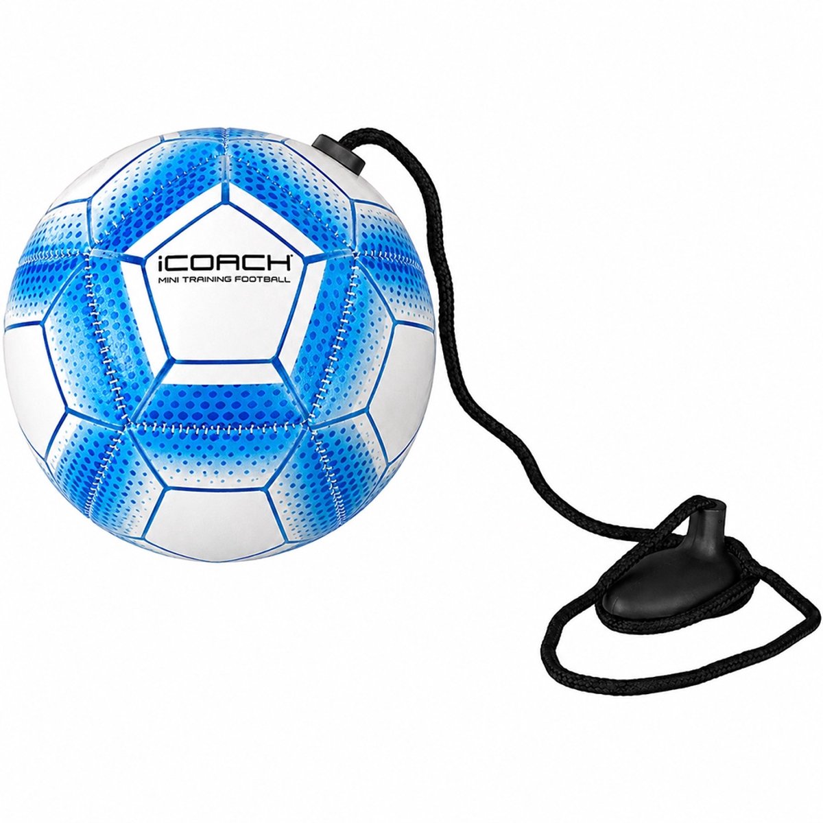 Icoach mini voetbal aan koord - wit/blue/blauw