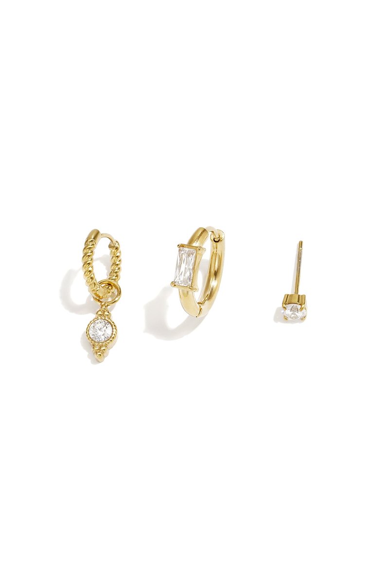 Zaya - Oorbellen - Zirkonium - Stainless Steel - - Wit
