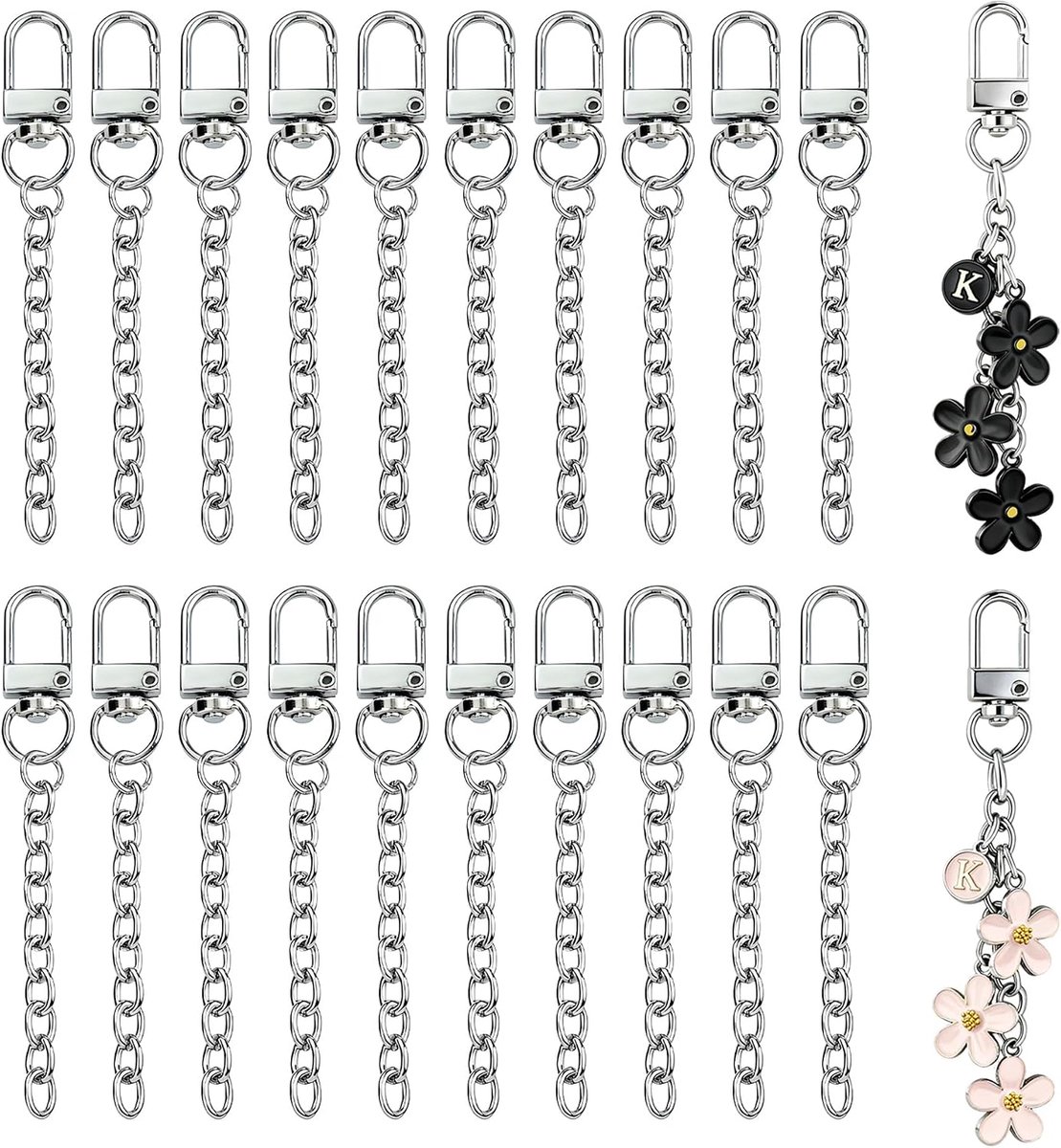 20 metalen karabijnhaken sleutelhangerkettingen voor DIY sieraden - ShopVlot