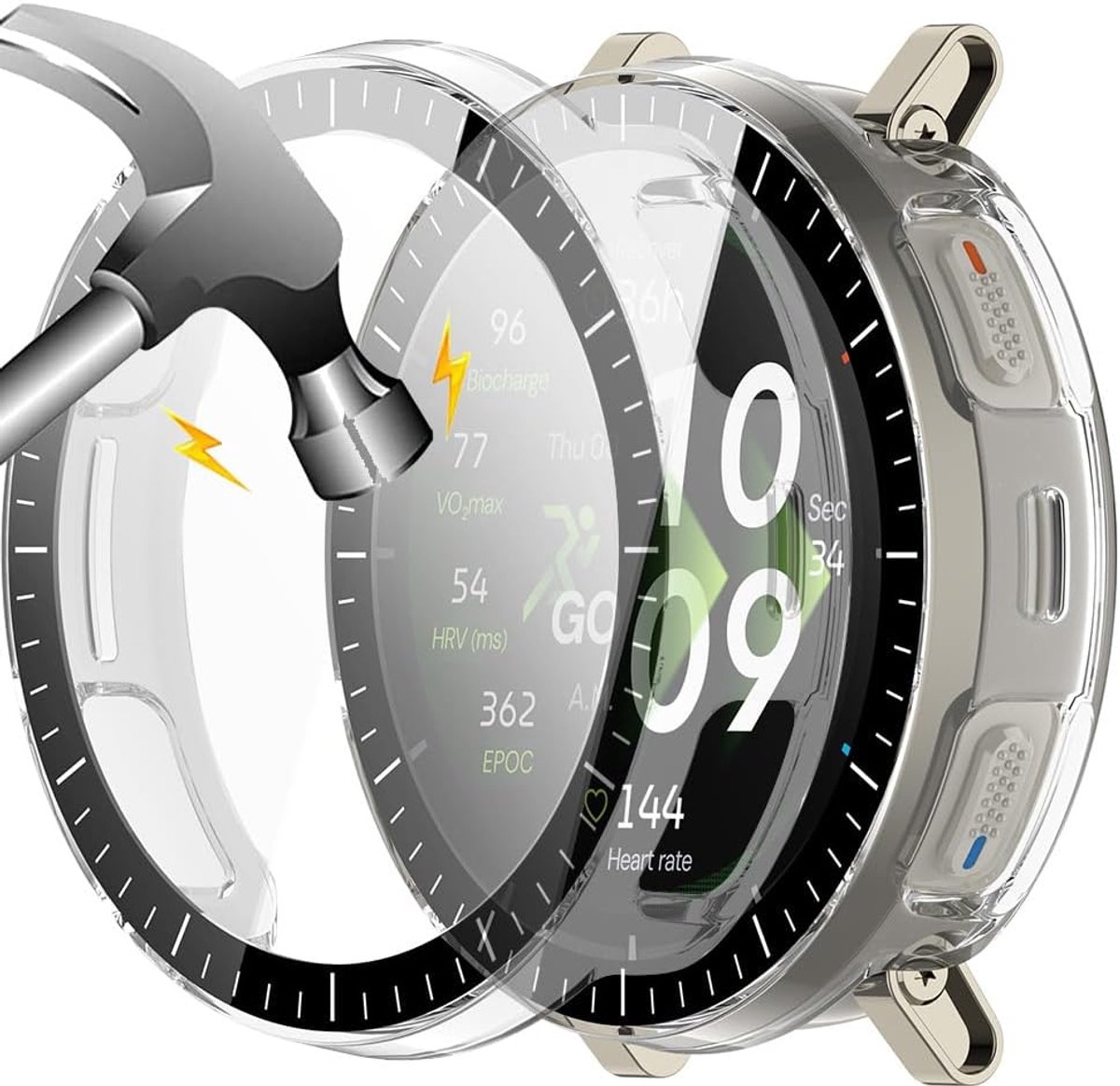 2 stuks harde beschermhoes compatibel met Mazfit Active3 Premium met displaybeschermfolie, hardheidsgraad 9H, voor pc - ShopVlot