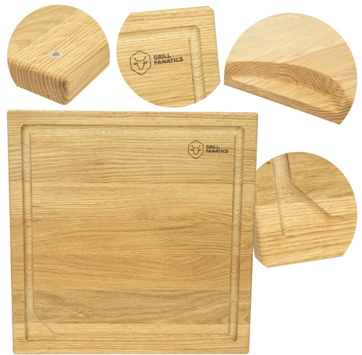 Massieve Eiken Houten Snij- en Serveerplank 40x40x2,5 cm