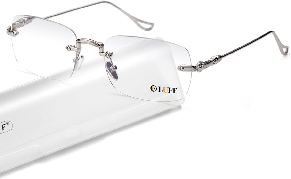 LUFF Frameless Reading Glasses for Women Men Frameless Reading Glasses Blue Light Metal Classic Computer Glasses - ShopVlot