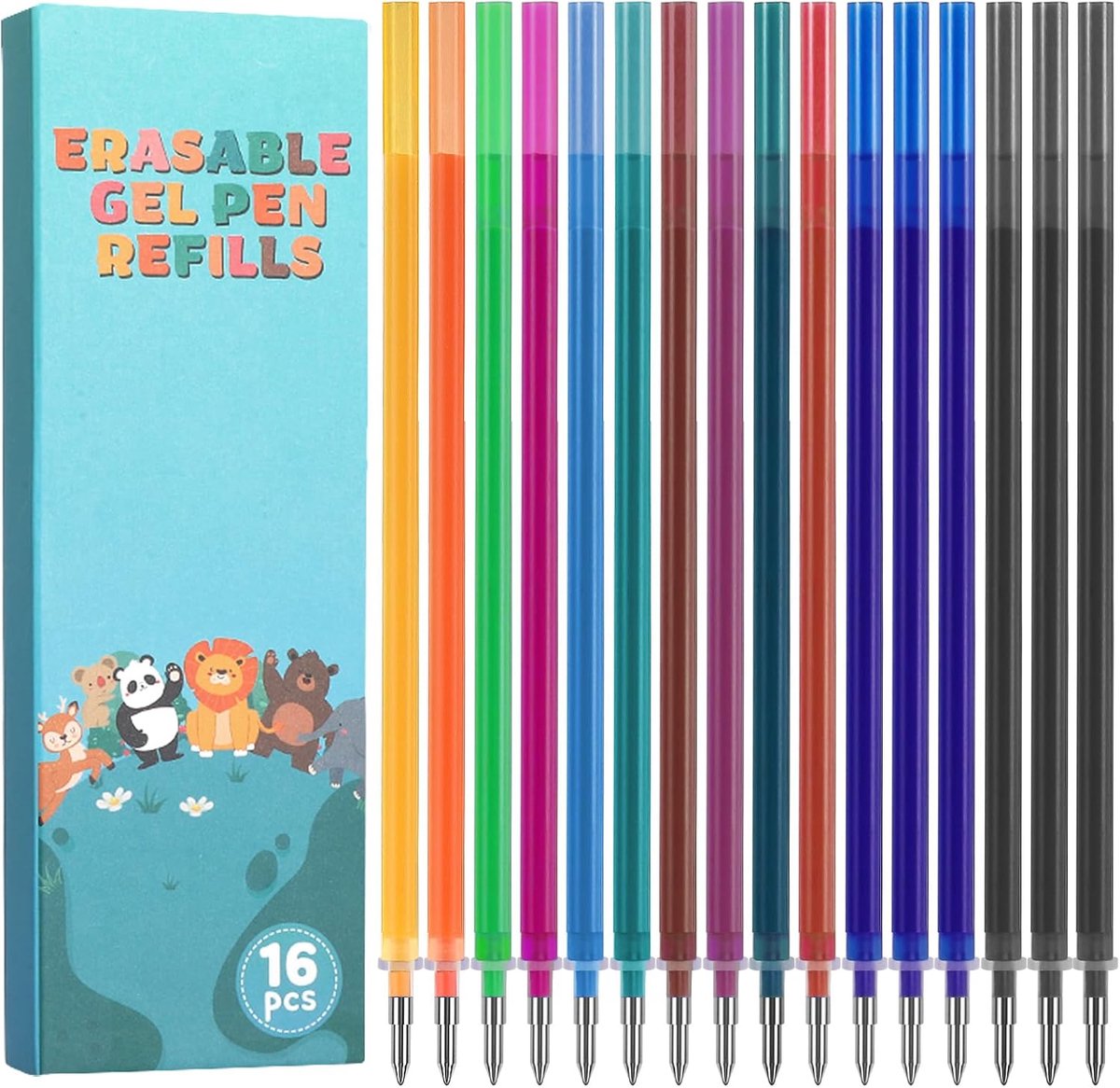 Thboxes Pack of 16 Erasable Refills, 0.7 mm Compatible with Legami Gel Pens, Colourful Erasable Ink Refills, 12 - ShopVlot