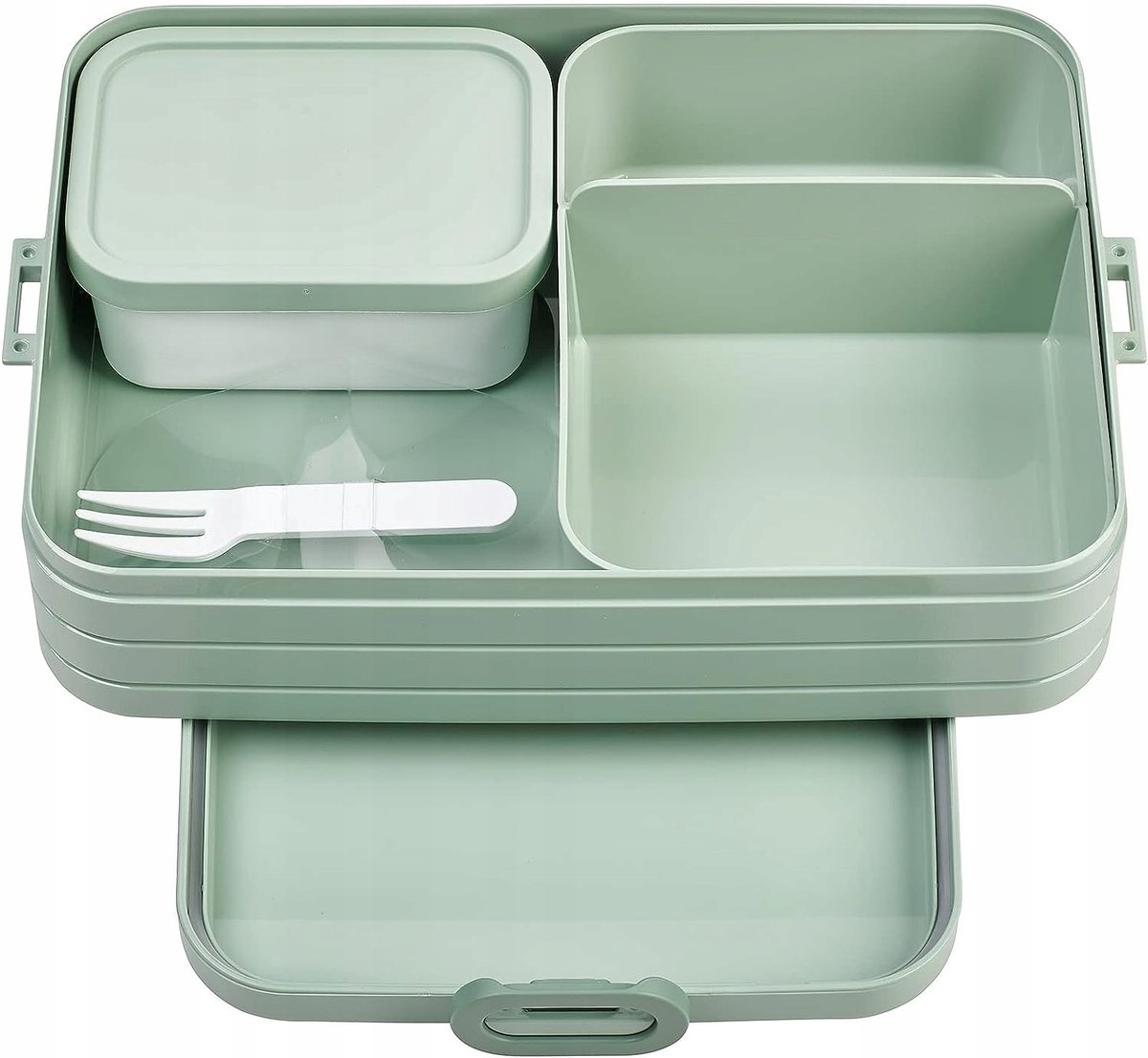 Merkloze Lunchbox 1.5L met Binnenbakjes en Bestek