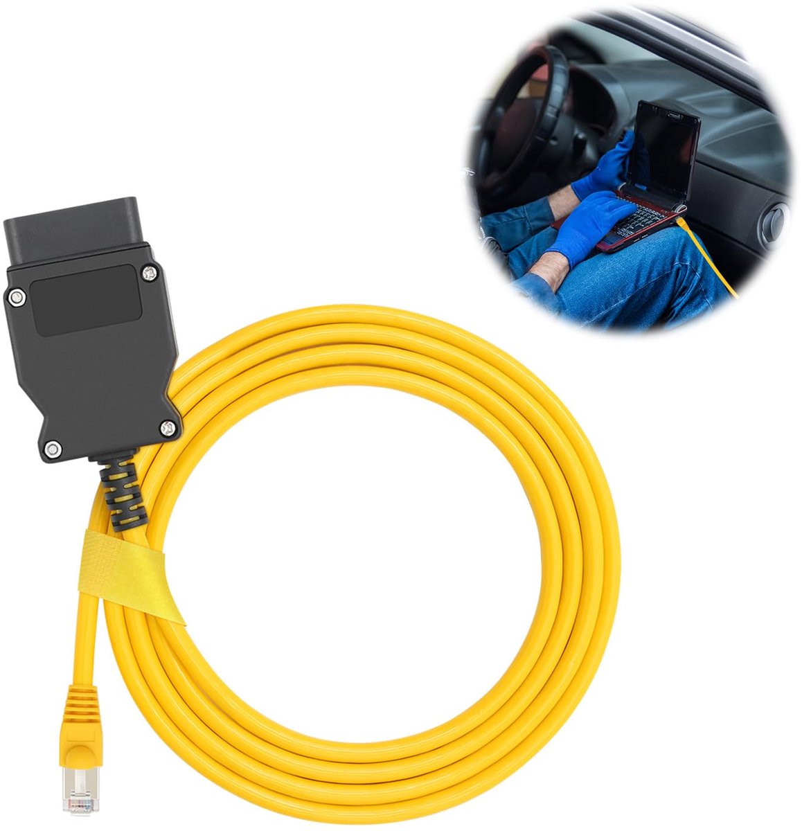 Abnaok Enet OBD2 Cable, 2 m Ethernet Interface Obd2, Interface Cable, Encoding, Programming, Diagnostics, Connection - ShopVlot