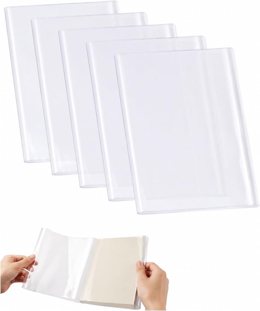 A4 Book Covers Transparent Pack of 5 Reusable and Durable for Notebooks, School and Office. - ShopVlot