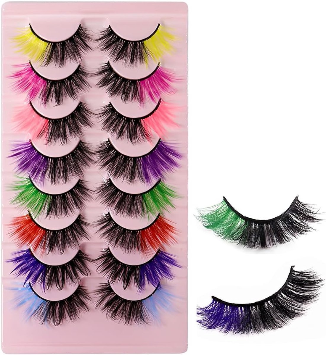 Kleurrijke kunstwimpers, Wispy Lashes look, uitlopende valse, 8 paar - ShopVlot