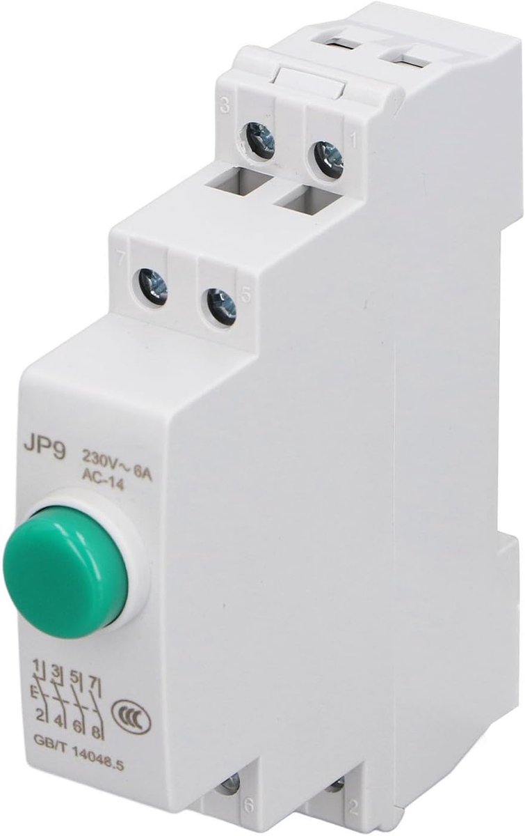 AC230V Push Button Switch DIN Rail 2NO 2NC with LED Green Signal Lamp for Magnetic Start Switch Electric Line Control - ShopVlot