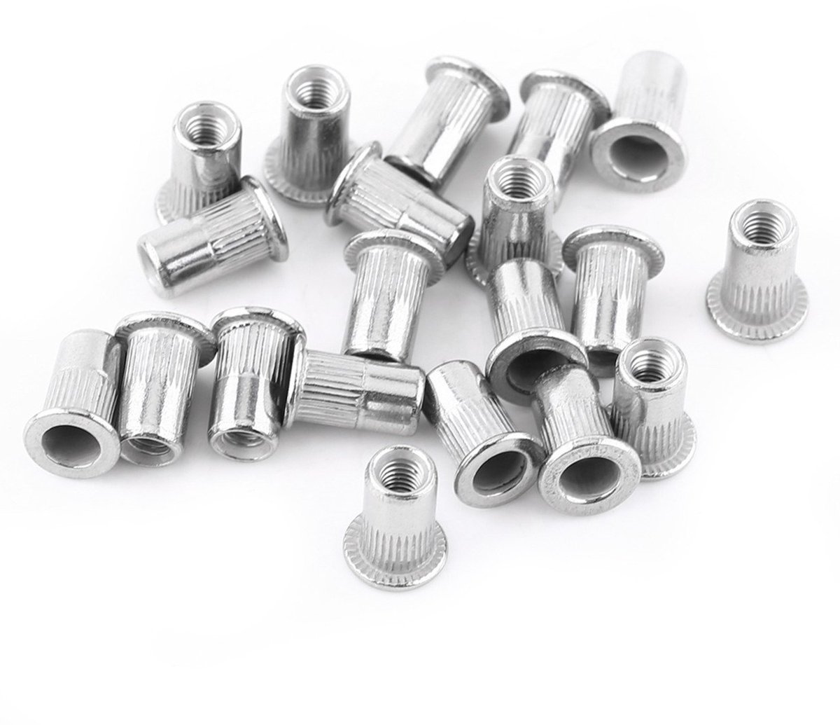 20Pcs Rivet Nuts Flat Head Stainless Steel M3 M4 M5 M6 M8 Metric Thread Nuts for Mechanical Construction Applications - ShopVlot