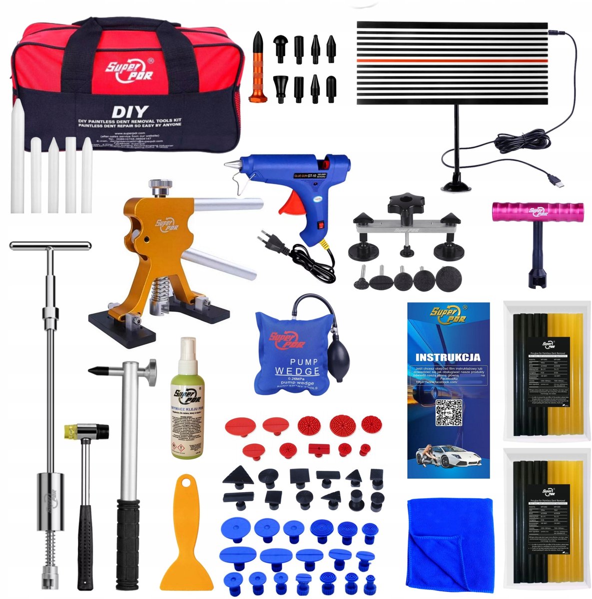 Professionele PDR set met lamp voor autolak reparatie
