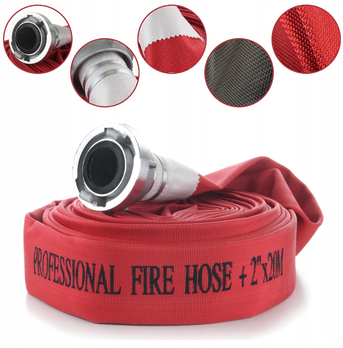 Brandweerslang STORZ 2" 52 mm 20 m - Versterkt, rubber, hoge kwaliteit