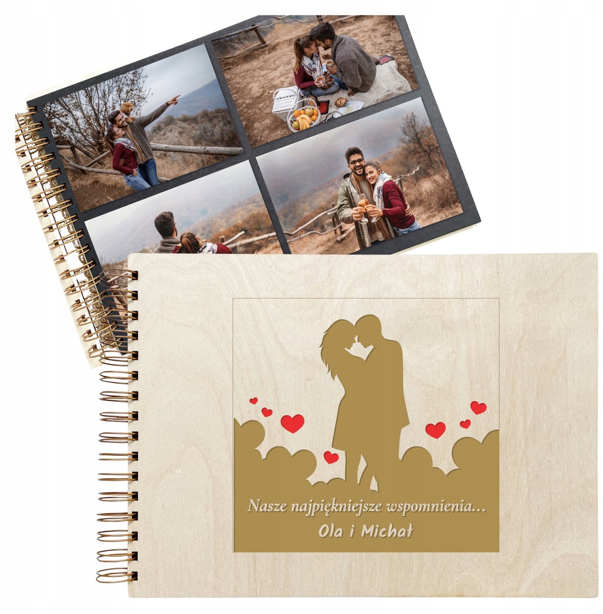 Merkloos Houten Fotoalbum A4 met Gravure - Persoonlijk Cadeau