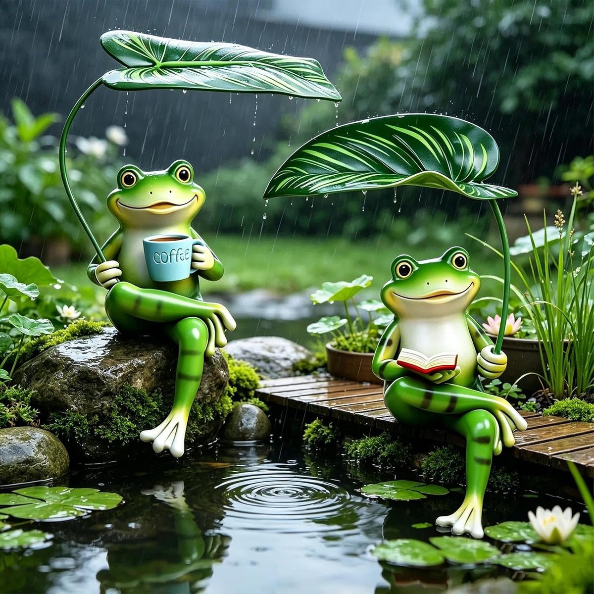 Frog Figures Mini Pond Decoration Resin Garden Decoration Frog - ShopVlot