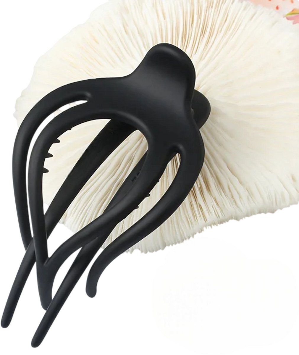 Grote Haarclip Dames en Meisjes – Bloem Haarspeld van Acryl, Haar Klauwclip, Eendenbek Haarclip, Haaraccessoire voor Paardenstaart en Haarstyling - Matzwart