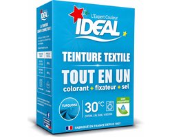IDEAL Textielverf Alles-in-één Turquoise 230 g – Kledingverf met Kleurstof, Fixeermiddel & Zout – Voor Katoen, Linnen, Viscose & Zijde – Vanaf 30°C