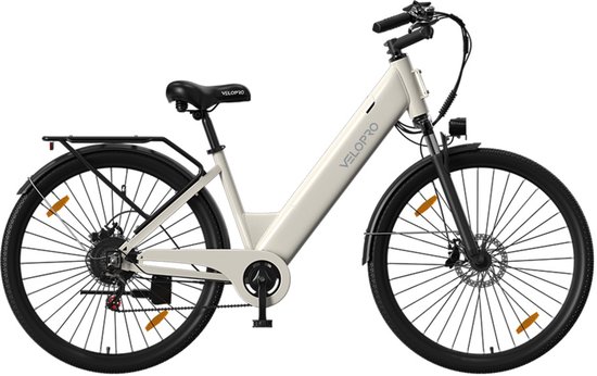 Velopro C1 Elektrische Fiets 36V 250W-13Ah Accu, 27.5 inch- 7 Versnellingen-LCD Display- Voorvering- Alleen Trapondersteuning-wit van VeloPro™ — afbeelding 2