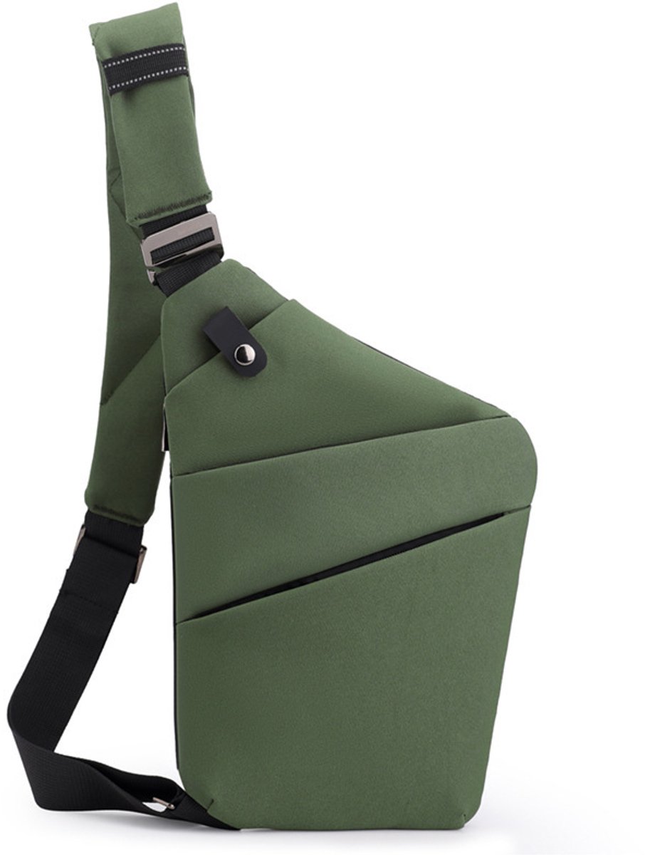 Veilige Schoudertas met Anti-Diefstal Functie - Waterdichte Crossbody Bag-schoudertas met grote capaciteit-Stijlvolle reistassen-Schoudertas links-militair groen