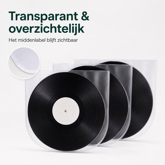 LP Binnenhoezen - 12 Inch Vinyl Hoezen - Antistatisch HDPE - 50 Stuks - 40 Micron - Bescherming tegen Stof en Krassen — afbeelding 2