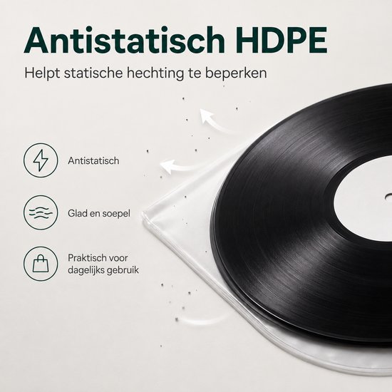 LP Binnenhoezen - 12 Inch Vinyl Hoezen - Antistatisch HDPE - 50 Stuks - 40 Micron - Bescherming tegen Stof en Krassen — afbeelding 3