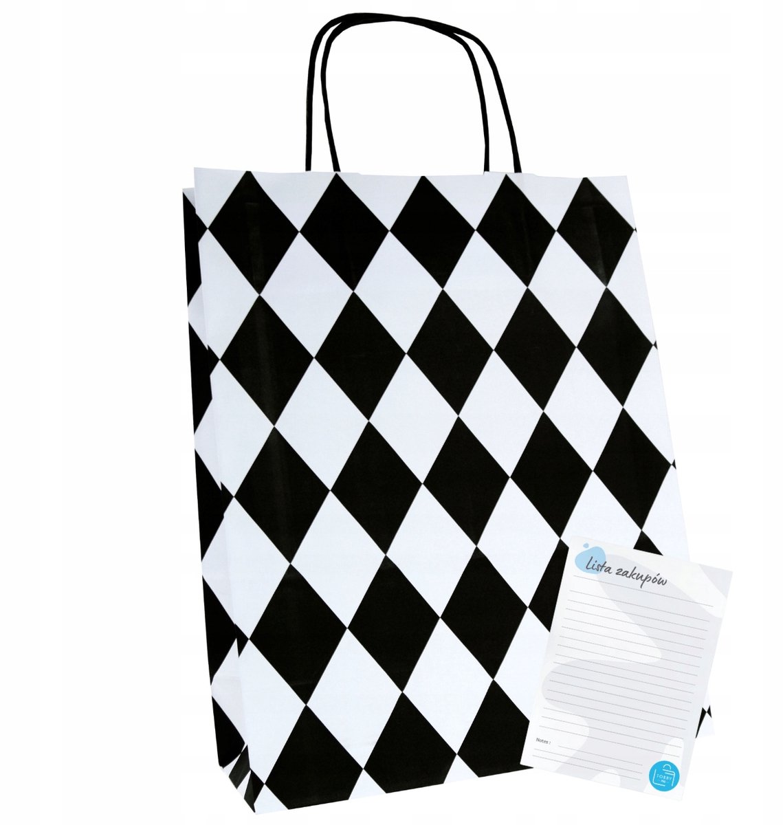 Papieren Cadeauzakjes 25x11x31cm Zwart-Wit Ruit 10 stuks