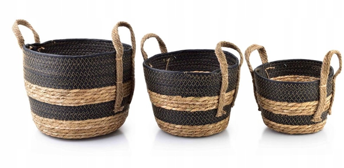 Set van 3 Bali Zeegras Manden - Decoratief en Functioneel