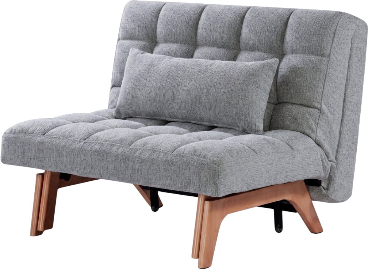 Troonz Luxe Slaapstoel Amalfi 100x200 Grijs – Inklapbare Slaapbank - Zetelbed – Slaapfauteuil 1 Persoon – Tot 150 kg Draagvermogen