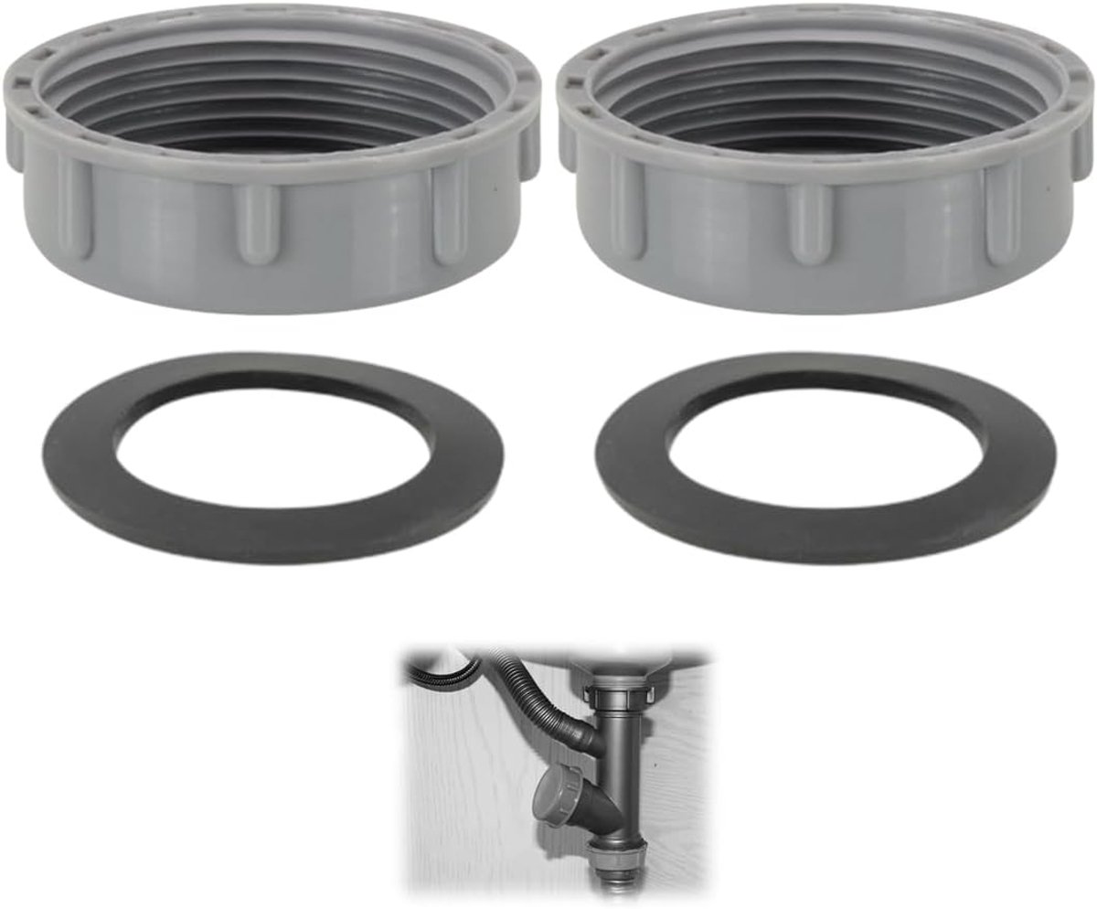 2 stuks stoppen voor sifon, wastafel, diameter Dn40, 40 mm, G1½ en platte afdichtingen, sifonstop, diameter 45 mm - ShopVlot