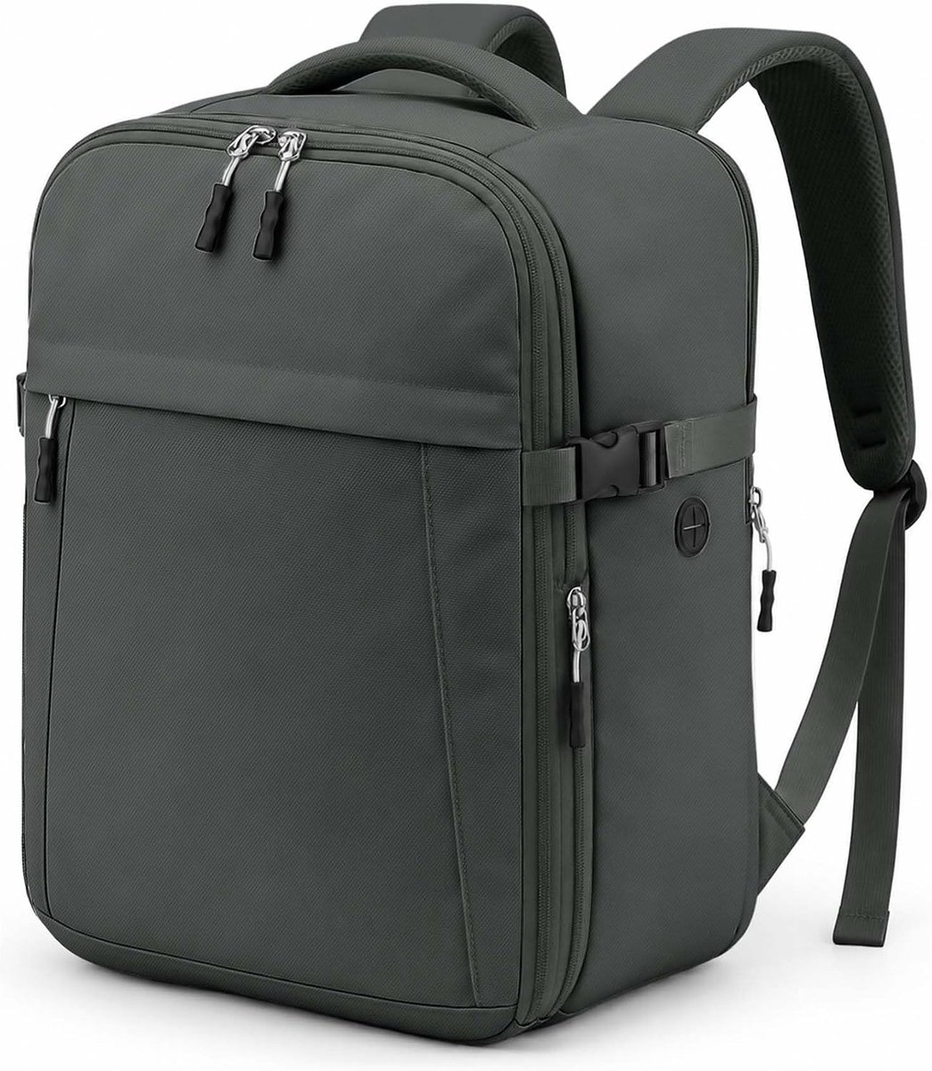 Xkdoai 40x30x20 Reisrugzak Handbagage Carry-ons voor Mannen Vrouwen, Donkergrijs, 40x30x20cm(24L-30L), Zakelijk - ShopVlot