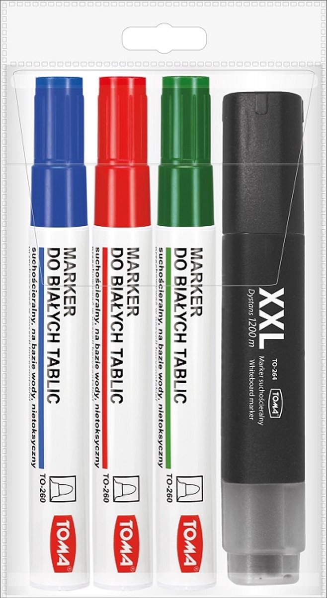 Toma Whiteboard Markers Set - 4 Kleuren, XXL Formaat