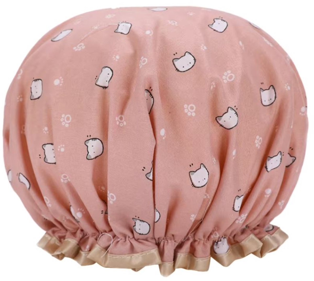 Douchemuts - Douche kap - Katten - Poezen - Haar drooghouden - Shower cap cats - Dikke stof - Waterdicht - Vrolijke print - Roze - Jonyx