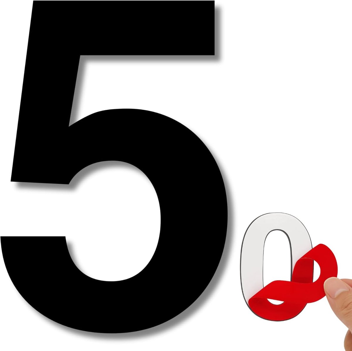 Self-adhesive house number - 150 mm - stainless steel 304 - no. 5 - house number / hotel - door number - ShopVlot