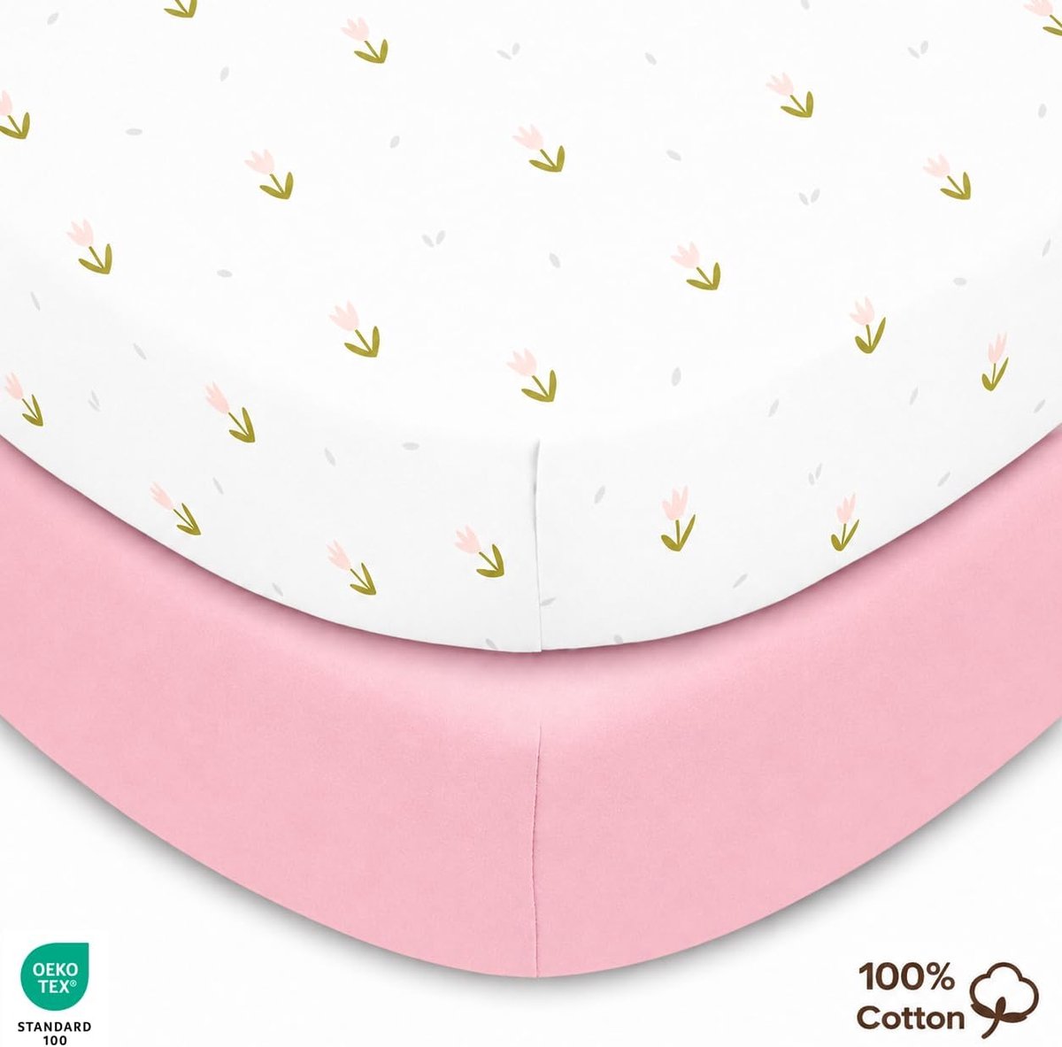 Fitted Sheet 80 x 160 cm + 1 Mattress Protector Waterproof Compatible with Bunk Bed 80 x 160 cm (Flowers, 80 x 160 cm) - ShopVlot