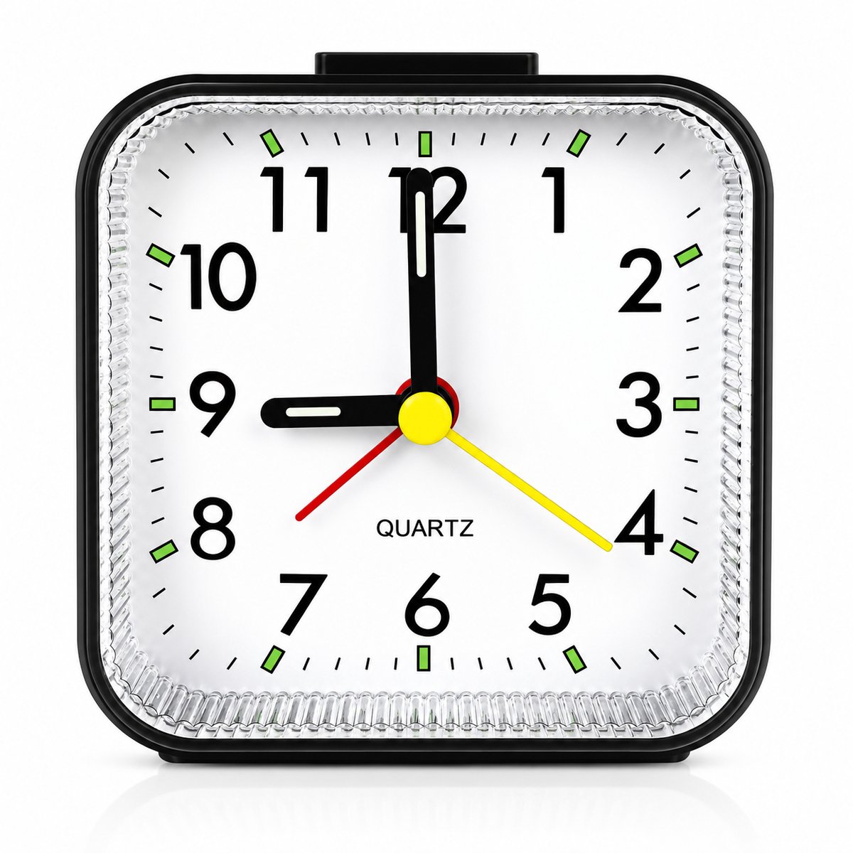 Tolvia Analoge Wekker - Stille Wekker met Snooze en Verlichting - Compacte Tafelwekker op Batterij - 8 x 8 cm - Zwart