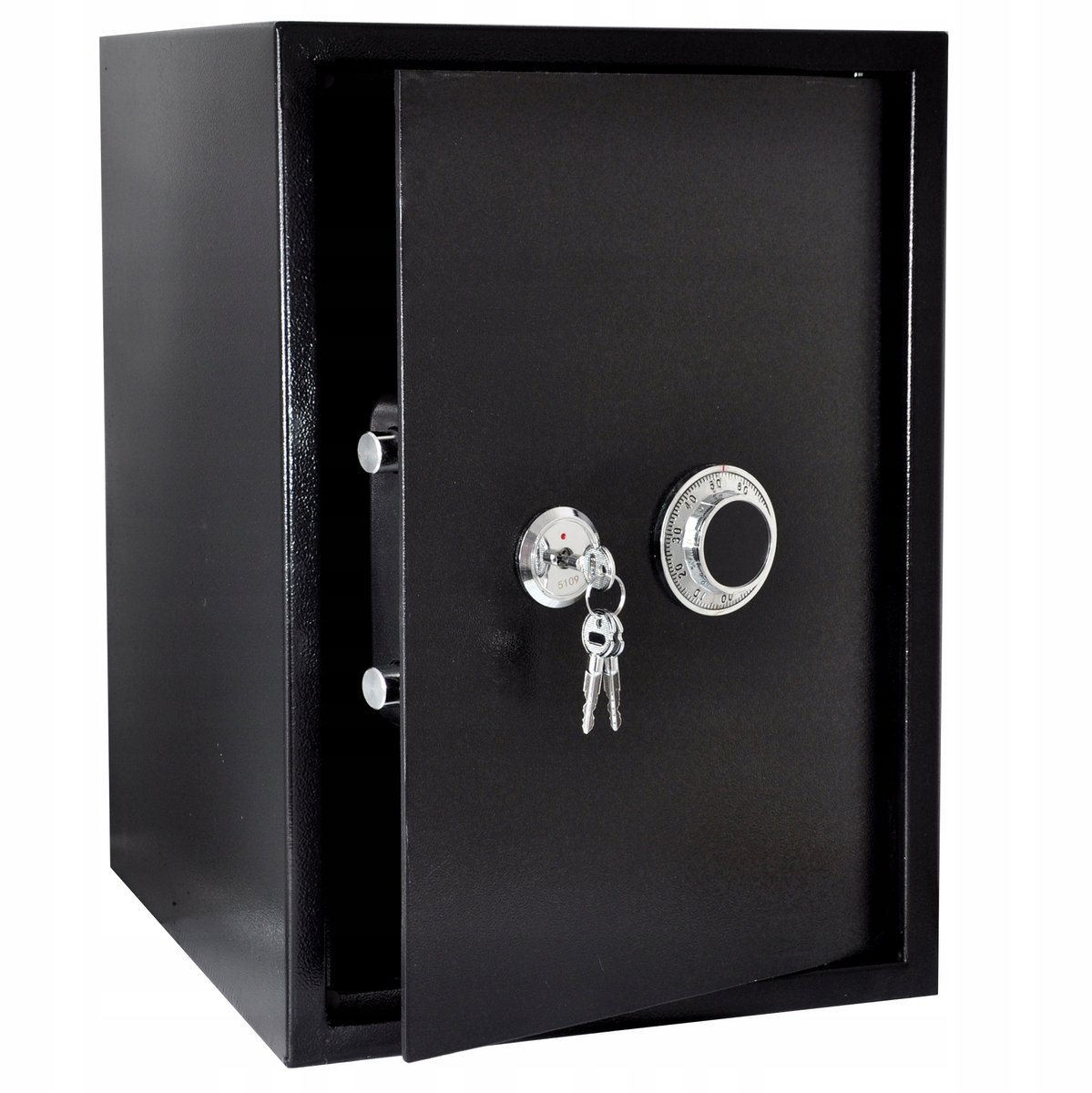 Mechanische cijfersafe met sleutel, 35cm breed, 18kg, zwart