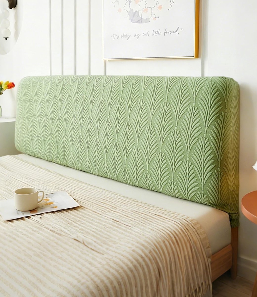 Headboard Cover for Small Double Beds, King and Super King Beds, Jacquard Velvet Headboard Cover, Stretchy, Dustproof - ShopVlot