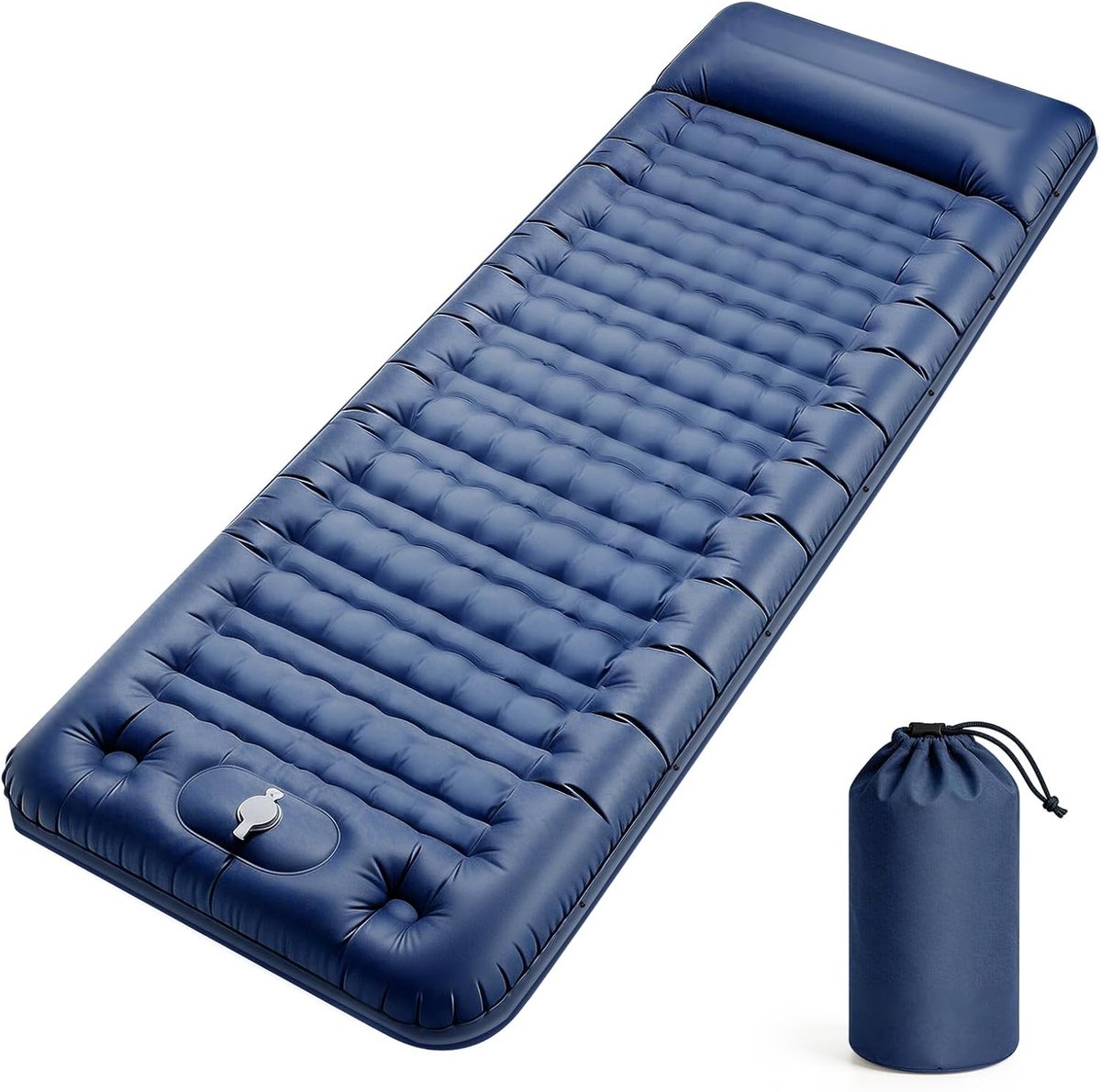Camping Mattress 12 cm, 196 x 70 cm Inflatable Mattress with Integrated Pedal Pump, Single Waterproof Inflatable Bed - ShopVlot