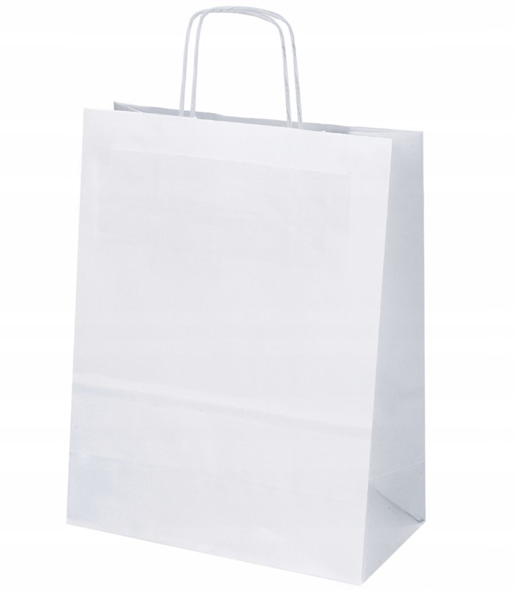 Witte papieren draagtassen 18x8x22 cm - Set van 250 stuks