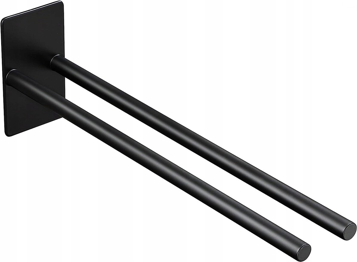 Dubbele Handdoekstang - Handdoekhouder - RVS Handdoekenrek - Zelfklevende Handdoekhouder - Badhanddoekhouder - Roestvrij - Nat & Droog Gescheiden - 38 cm Ophangstang - Voor Badkamer & Keuken