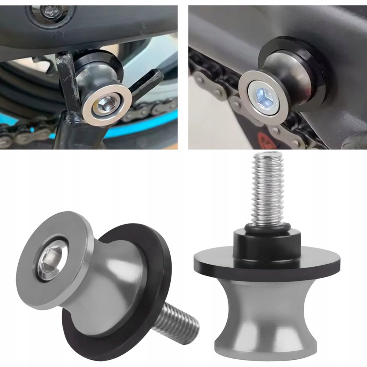 Motorfiets Bobbins M8 x 1.25 - Grijs - Set van 2