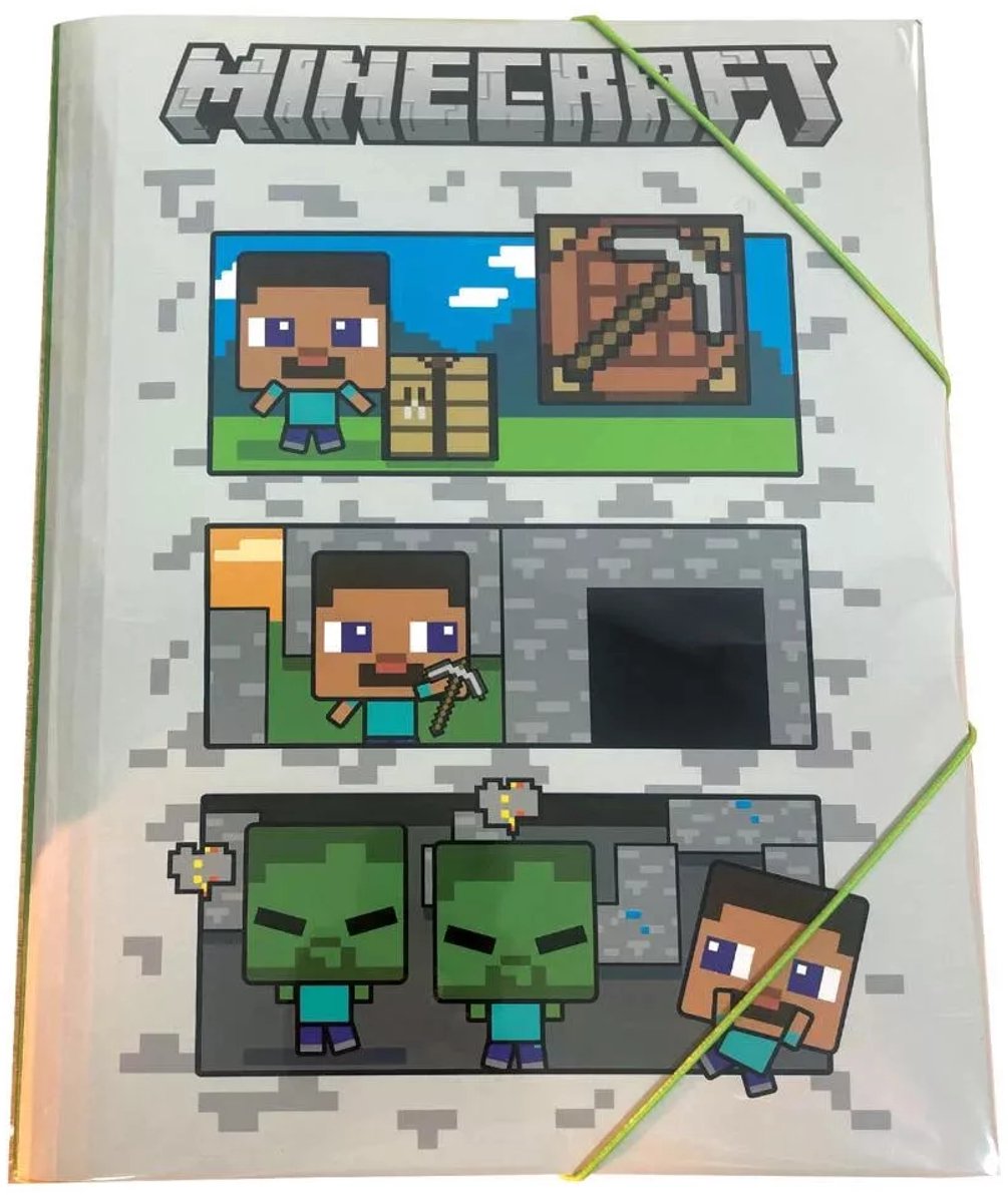 Minecraft A4 Elastomap – Block World – Elastomap voor School en Documenten