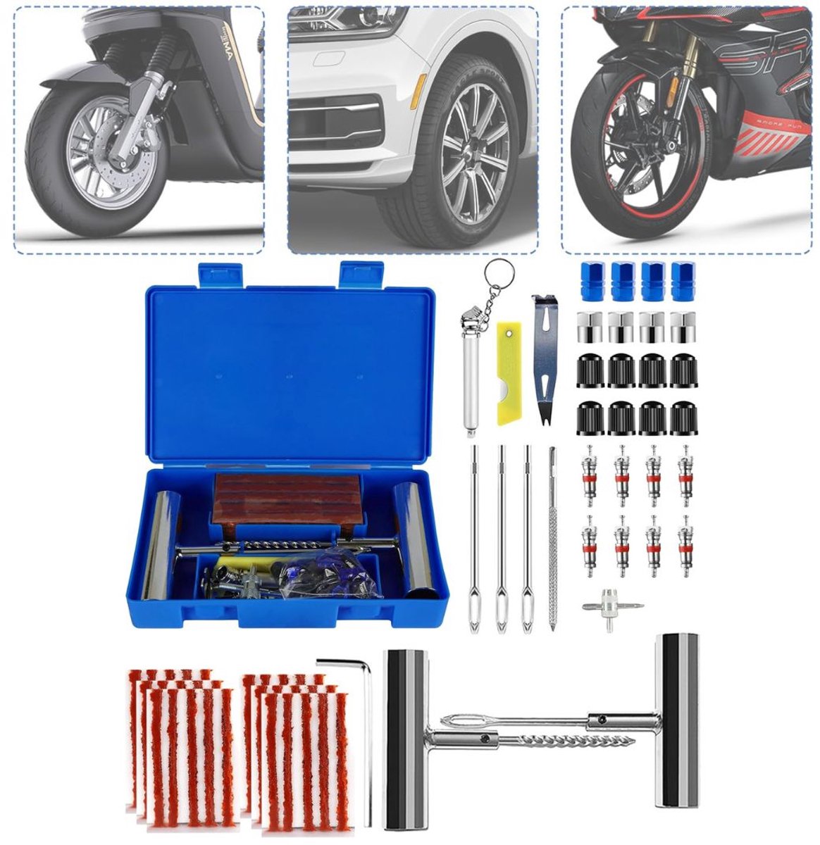 Zavio® Proppenset - Autobanden Reparatie Set - Autobanden Pomp