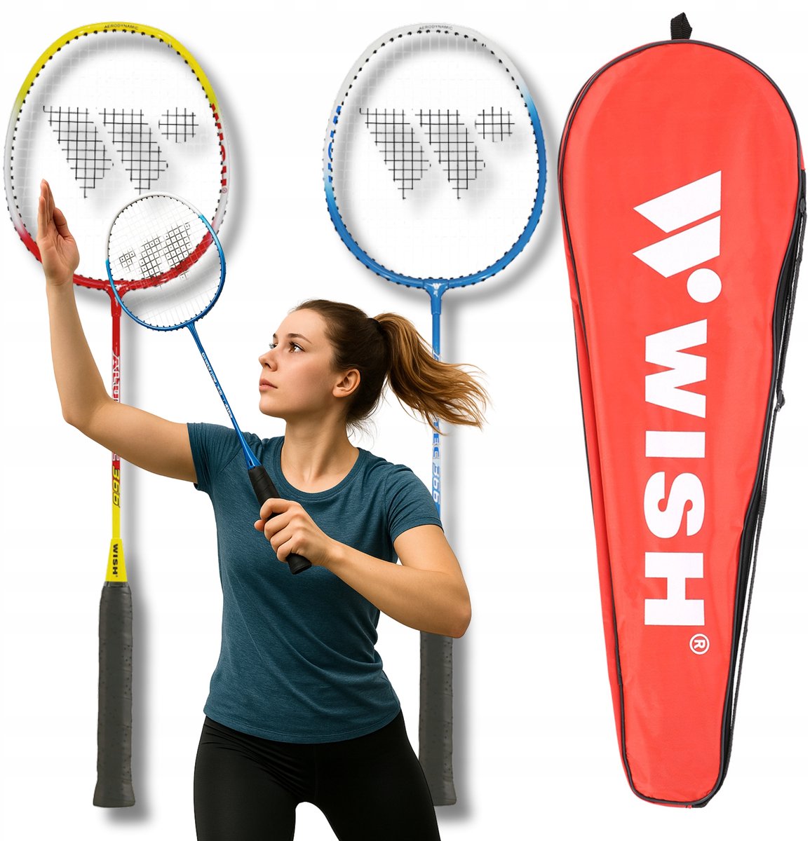 Set van 2 Aluminium Badminton Rackets met Hoes - Merkloos