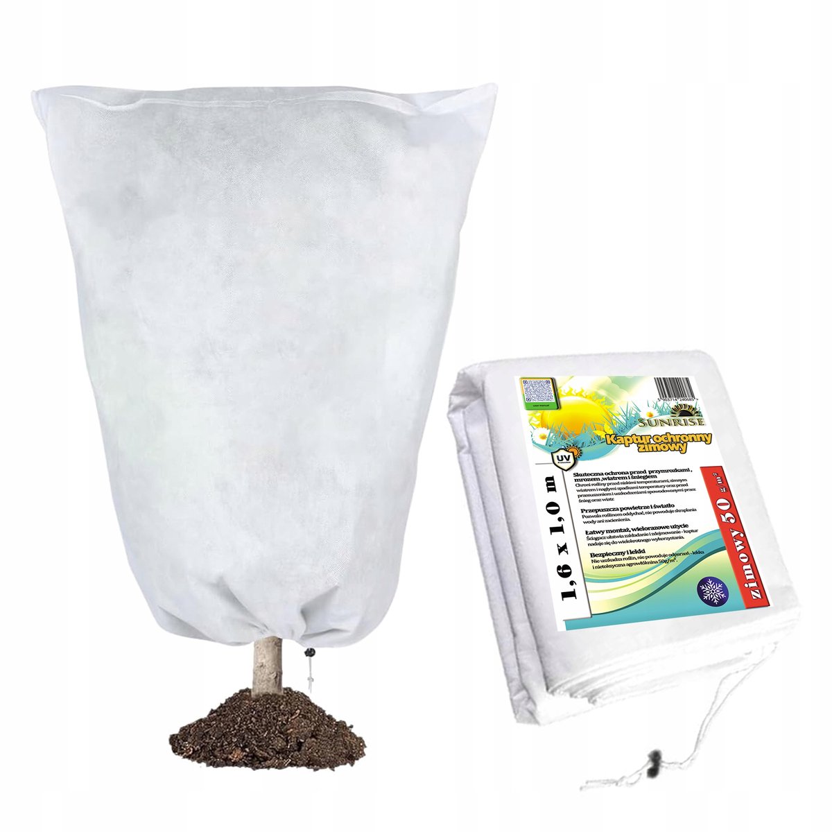 Beschermhoes voor planten 160x100cm, witte agrotextiel 50g/m², UV-bescherming