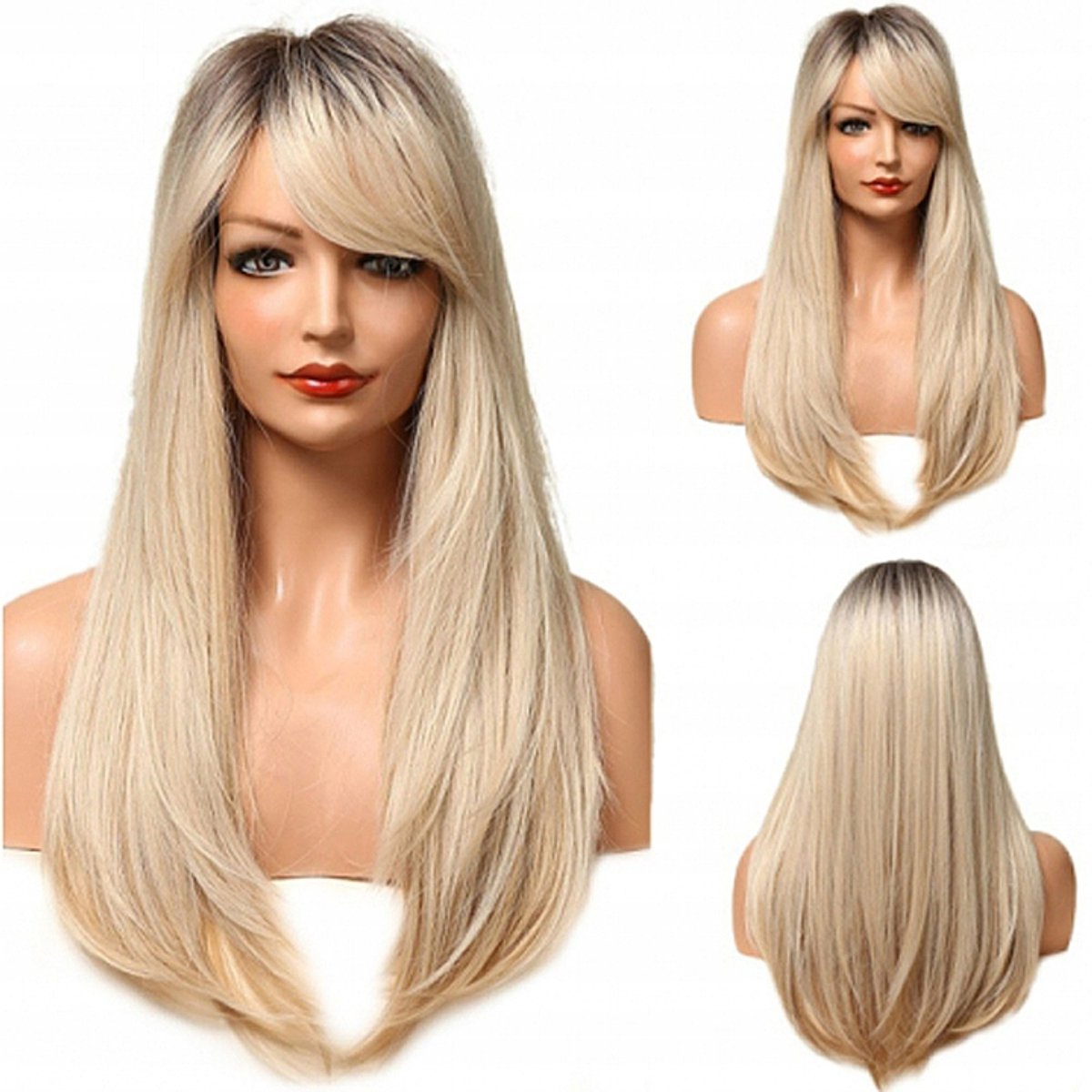 Merkloze Lange Blond Ombre Pruik - 65 cm - Natuurlijk Effect